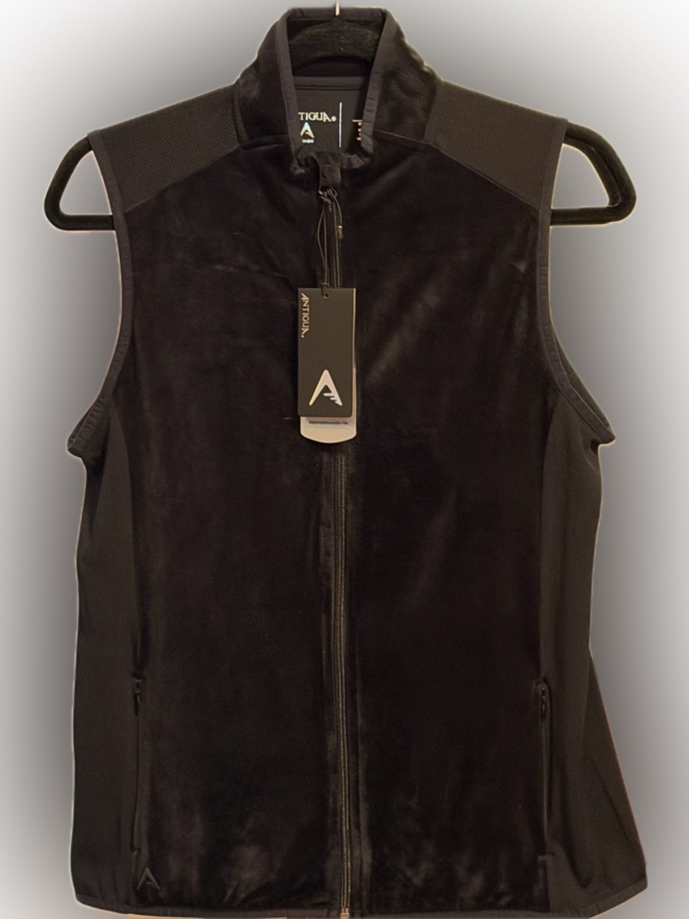 NWT Antigua Women’s Ultimate Vest Black Full Zip Performance Fleece Vest Size M
